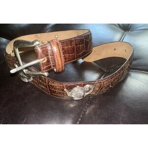 Talbots Women Size Small Gardening Theme Silver Charms Vintage‎ 90's Belt Brown